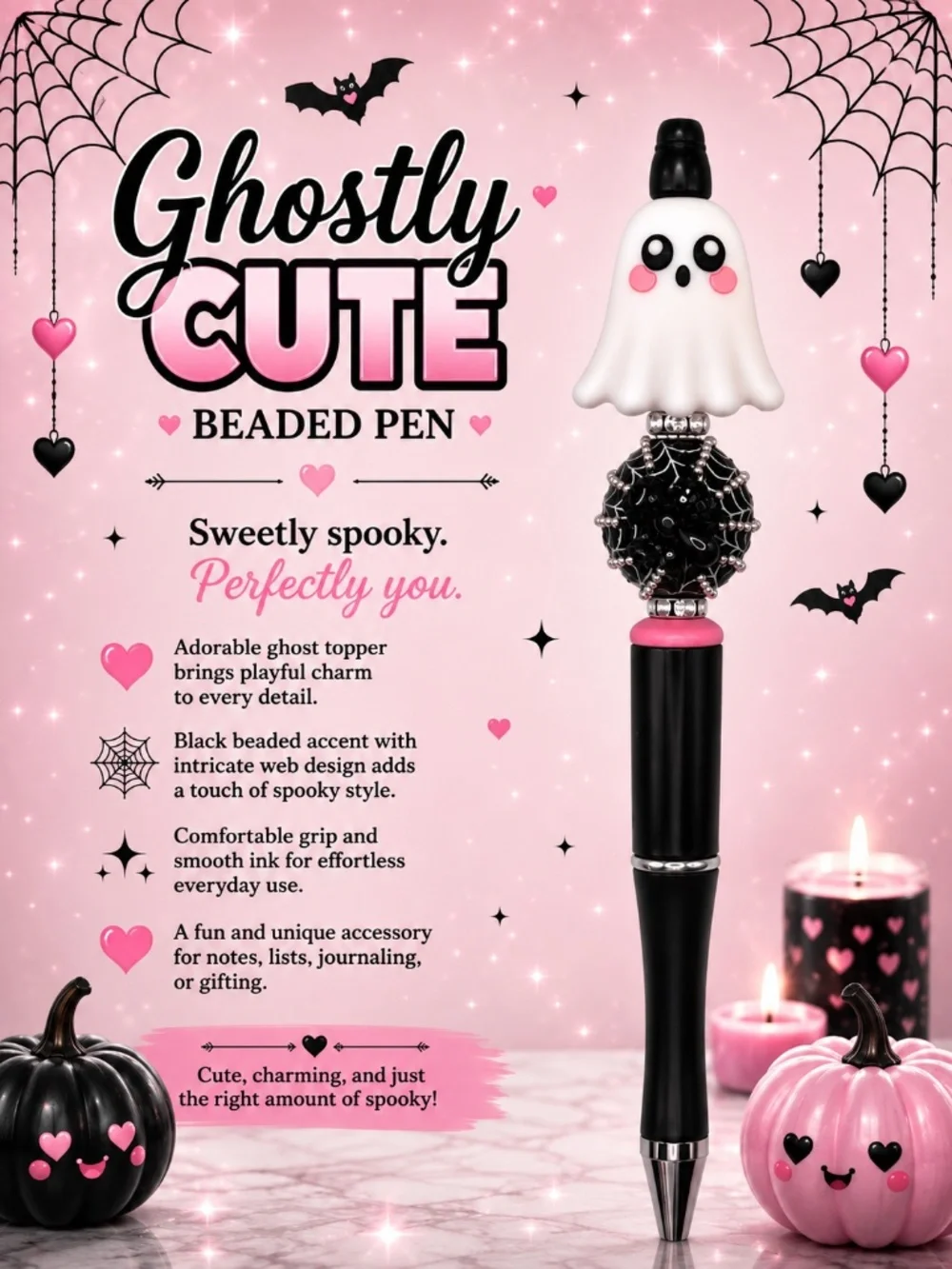 Ghostly Cute Beaded Pen